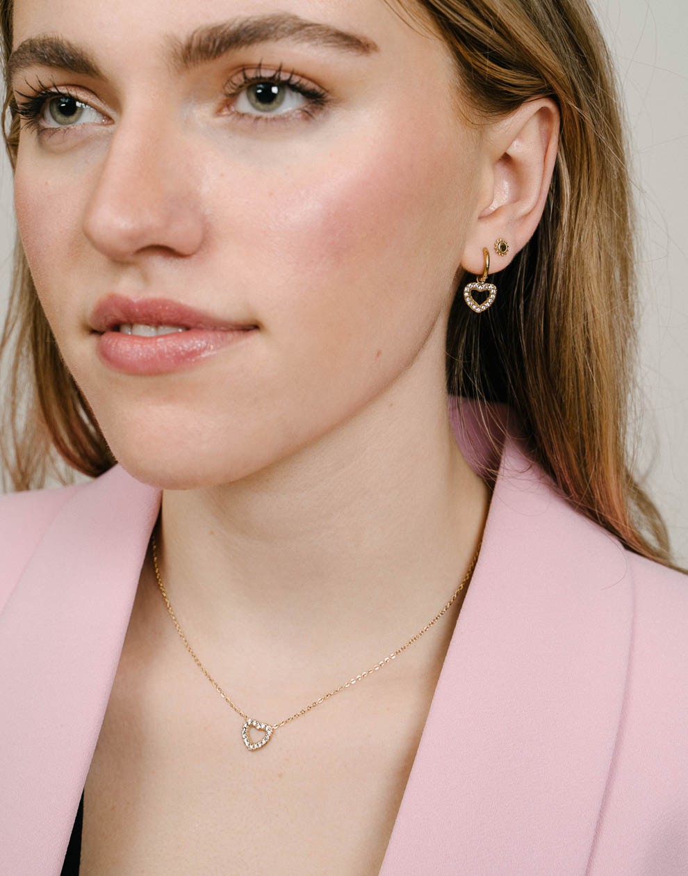 ketting hartje strass goudkleurig