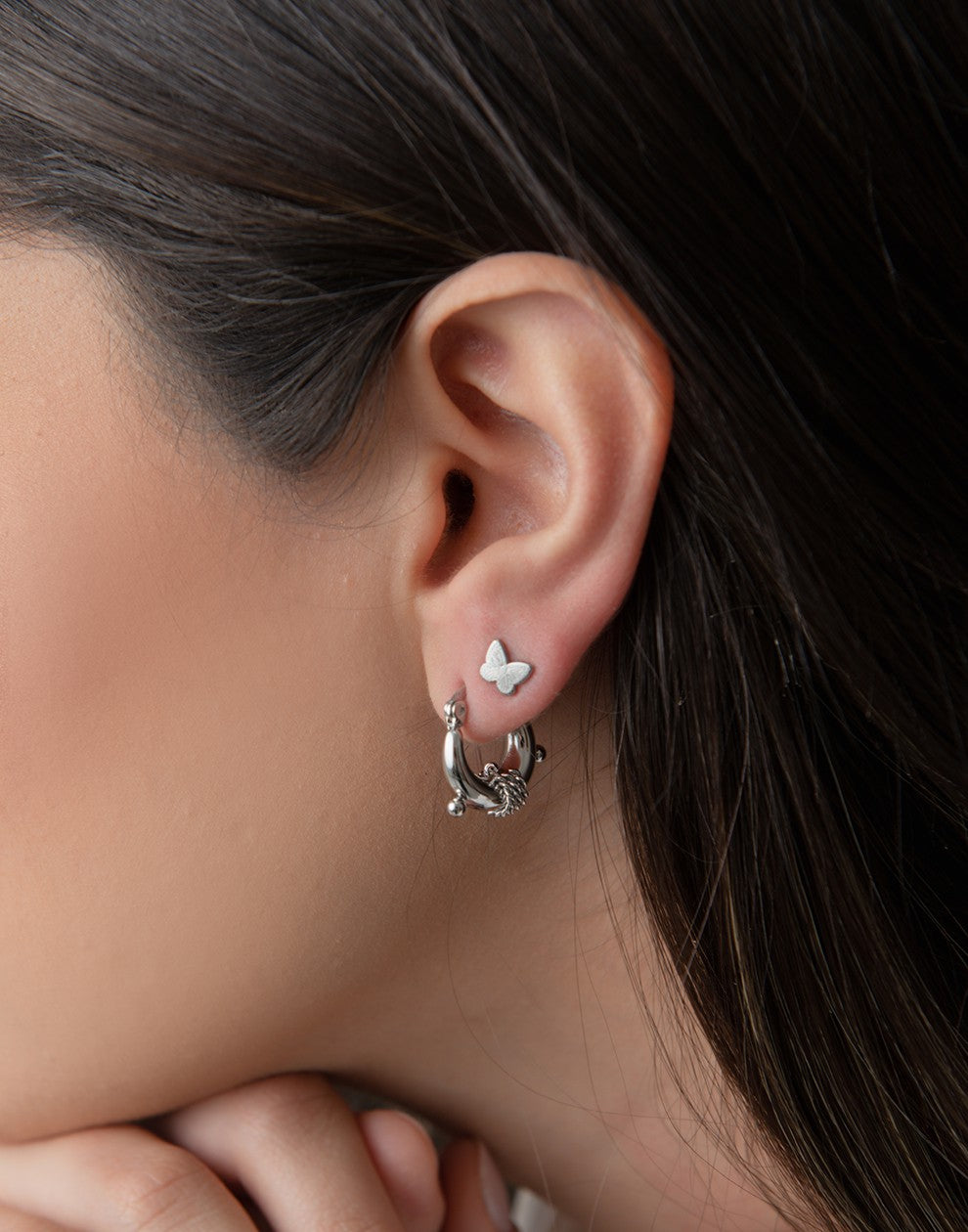 Studs butterfly silver-colored