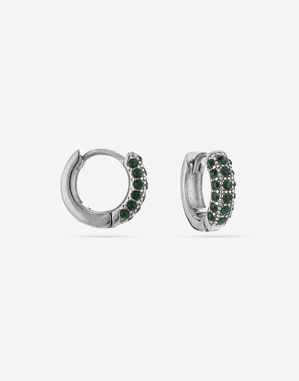 earrings with green silver-colored stones