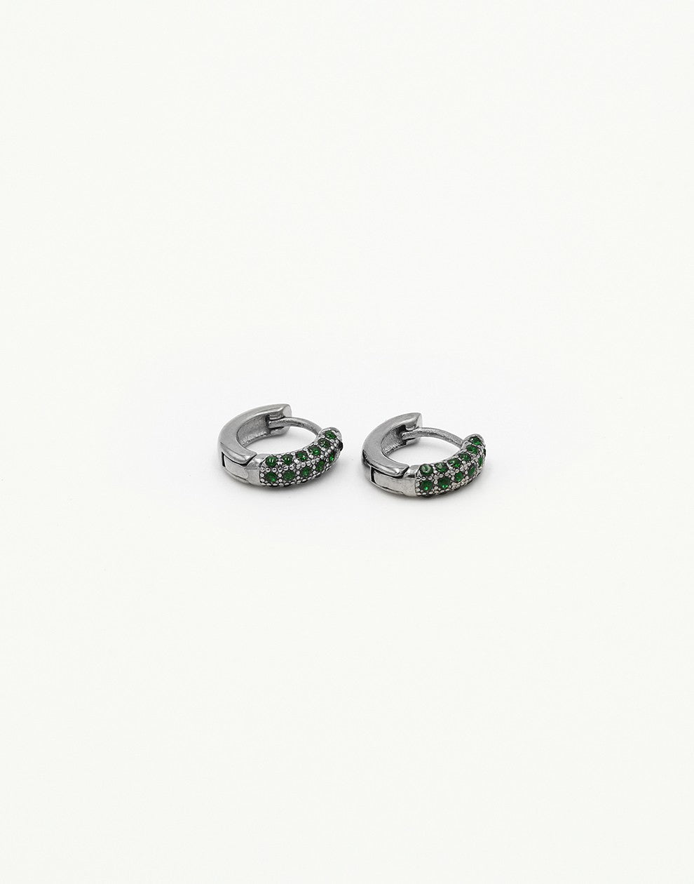 earrings with green silver-colored stones