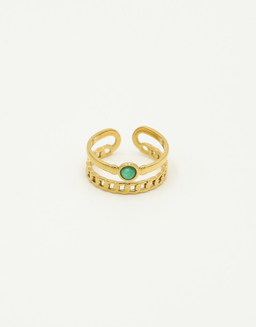 Dubbele ring met steen groen