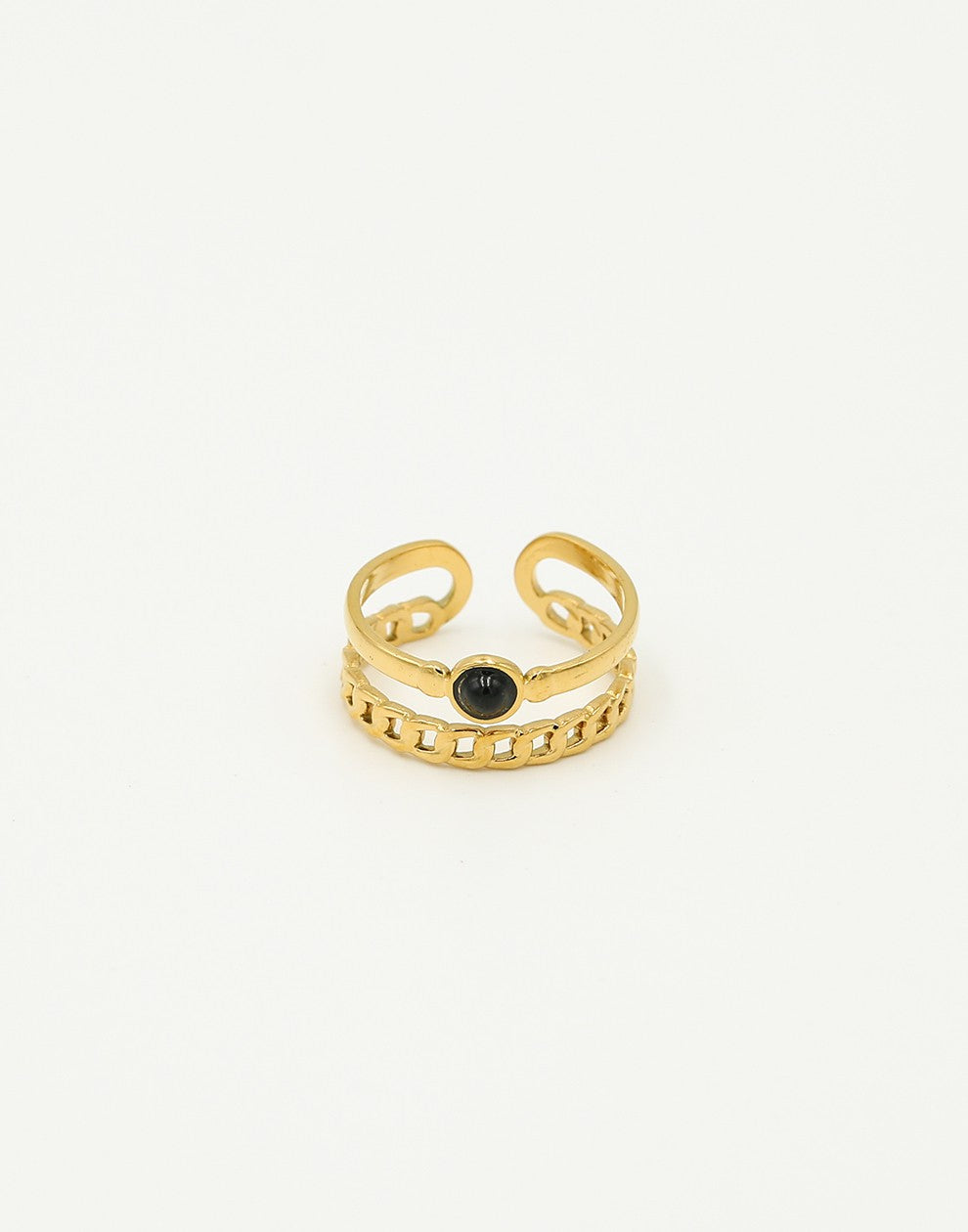 Dubbele ring met steen zwart