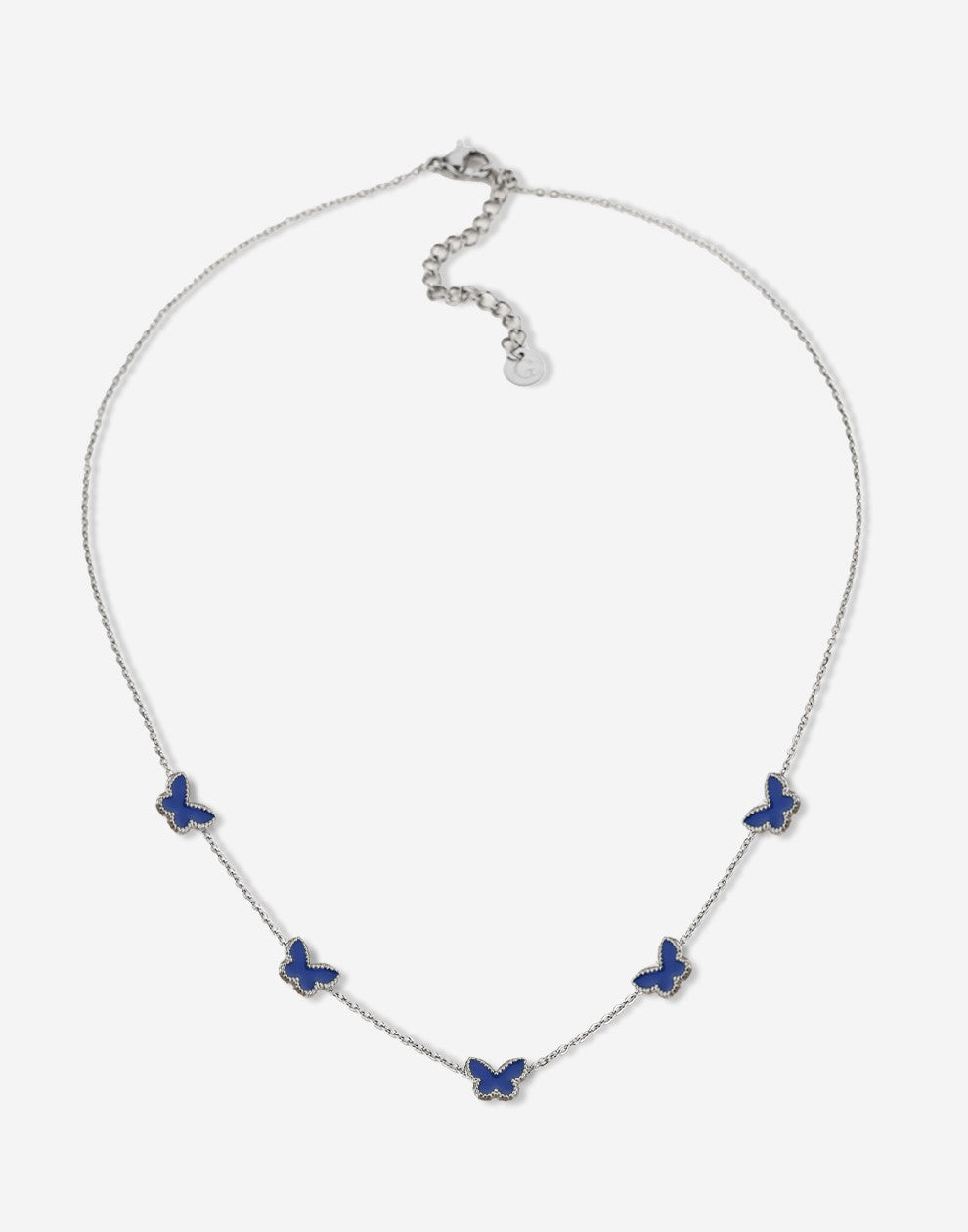 Ketting vlinders blauw zilverkleurig