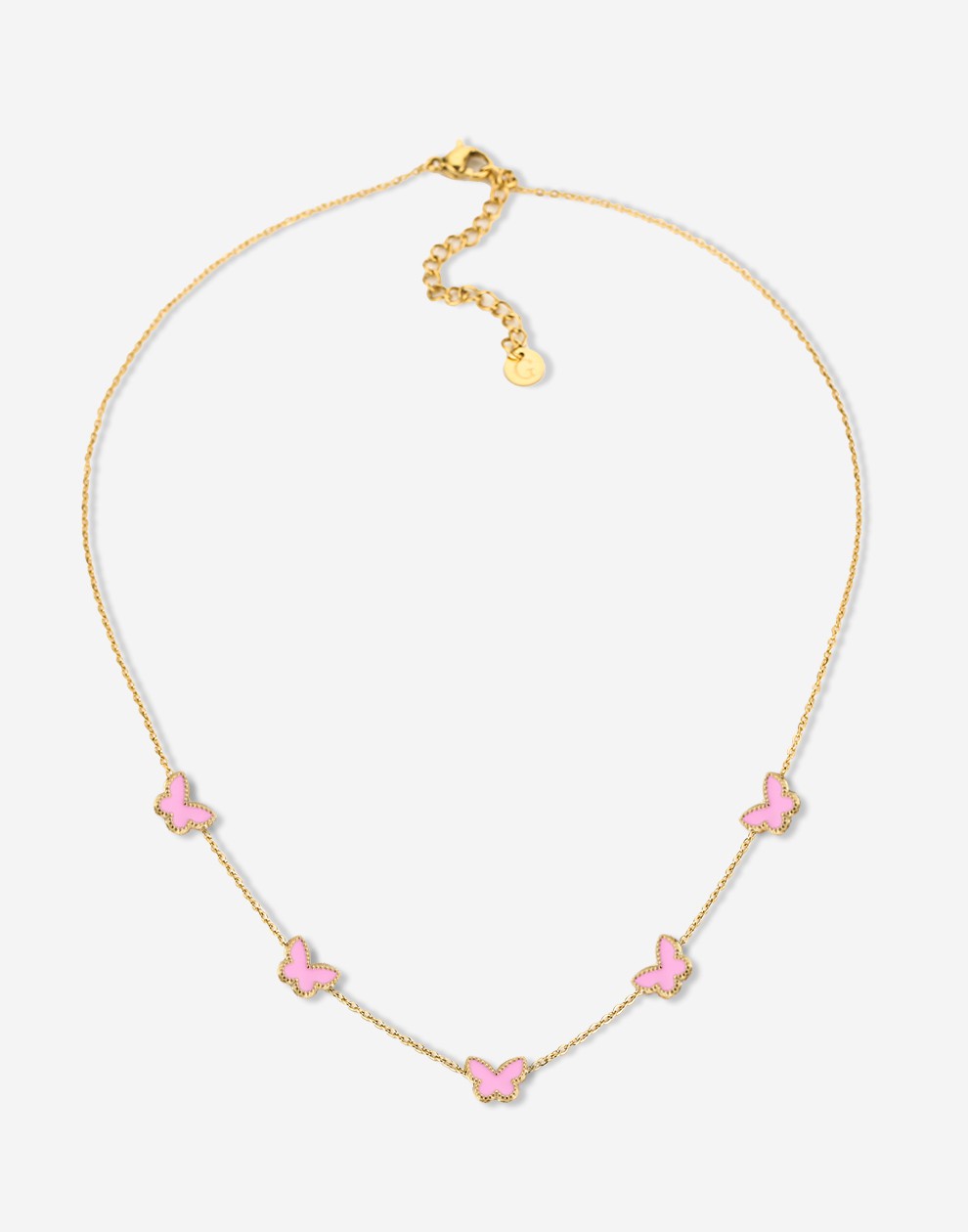 Ketting vlinders roze goudkleurig