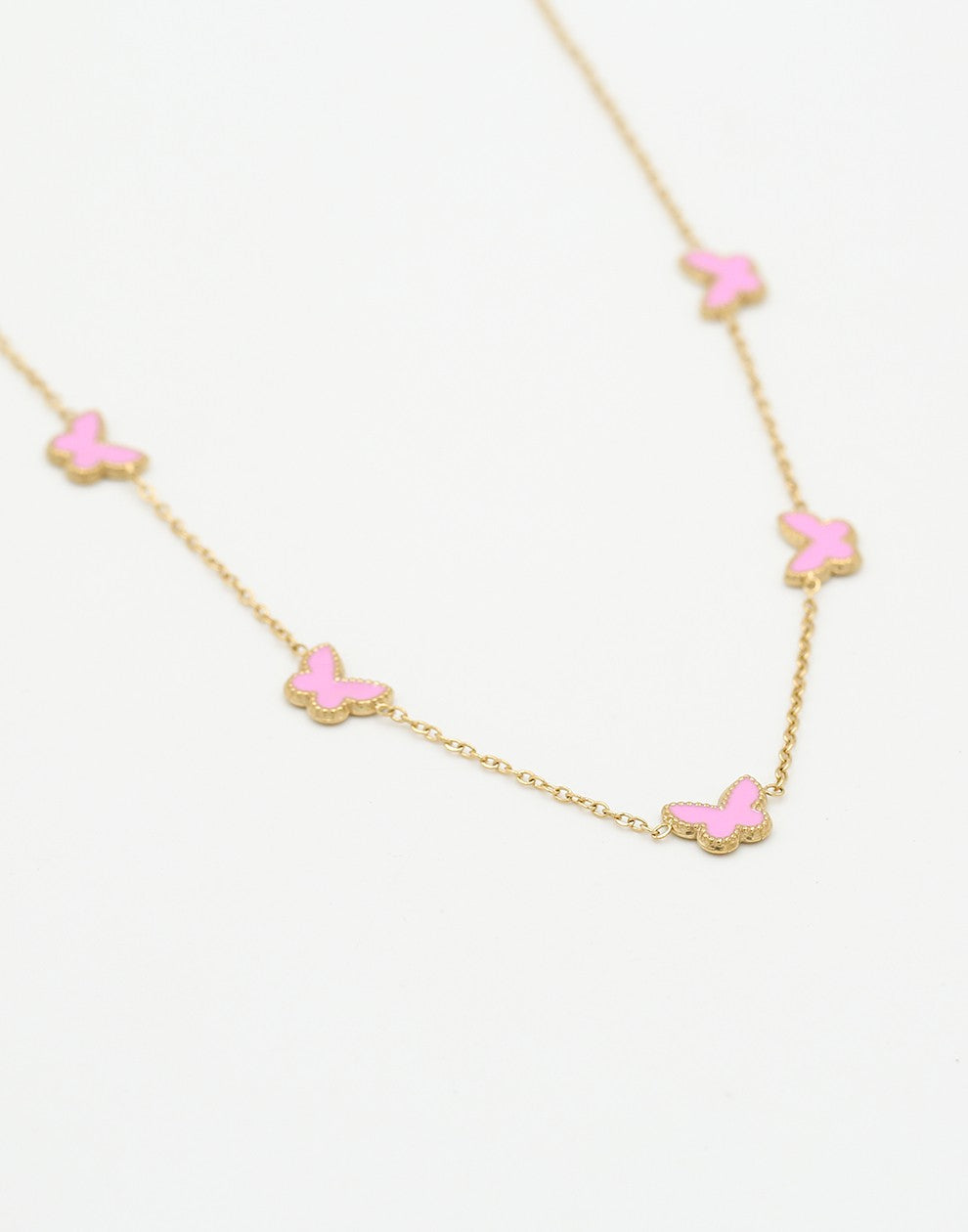 Ketting vlinders roze goudkleurig