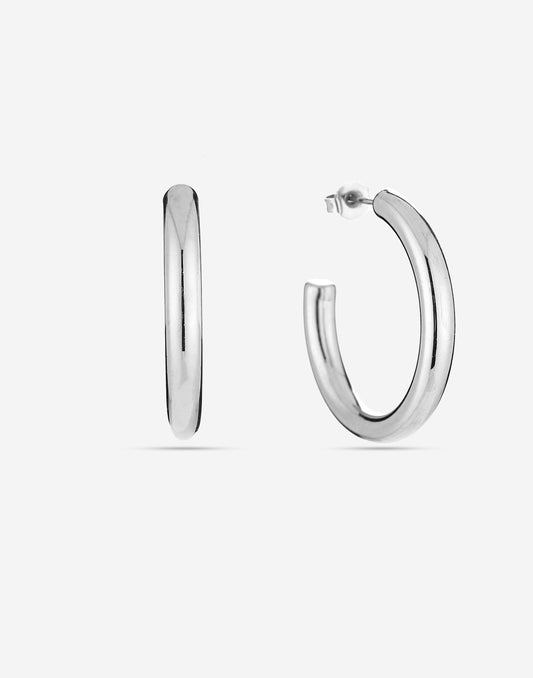 Oorringen rond open zilverkleurig