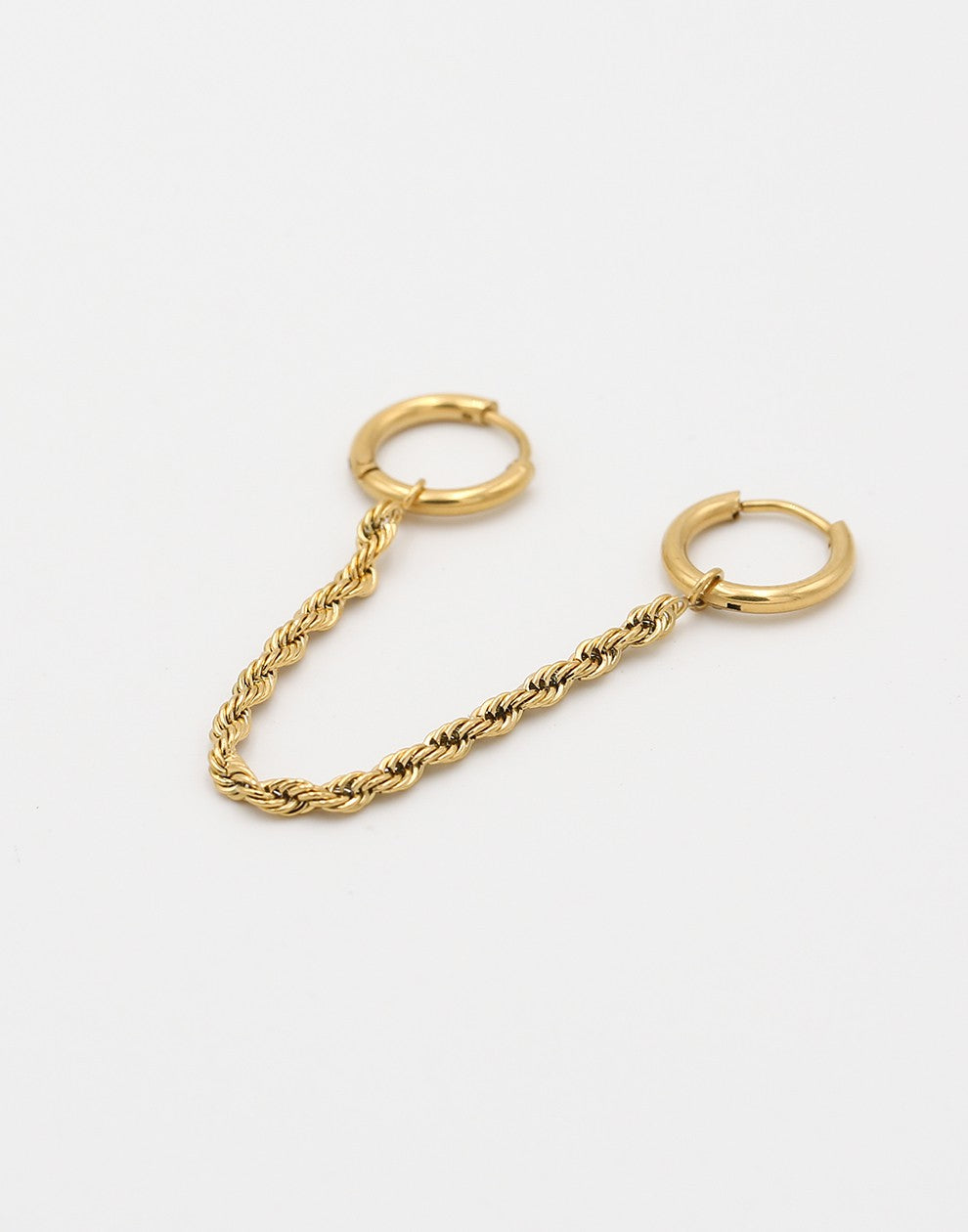 Dubbele oorringen gedraaide chain goudkleurig