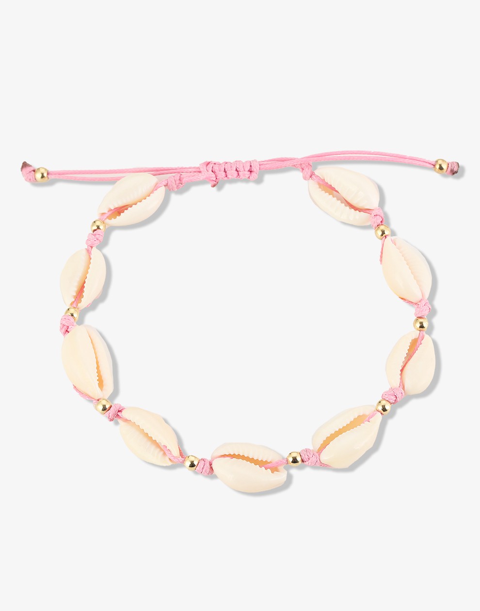 Schelpen enkelbandje roze