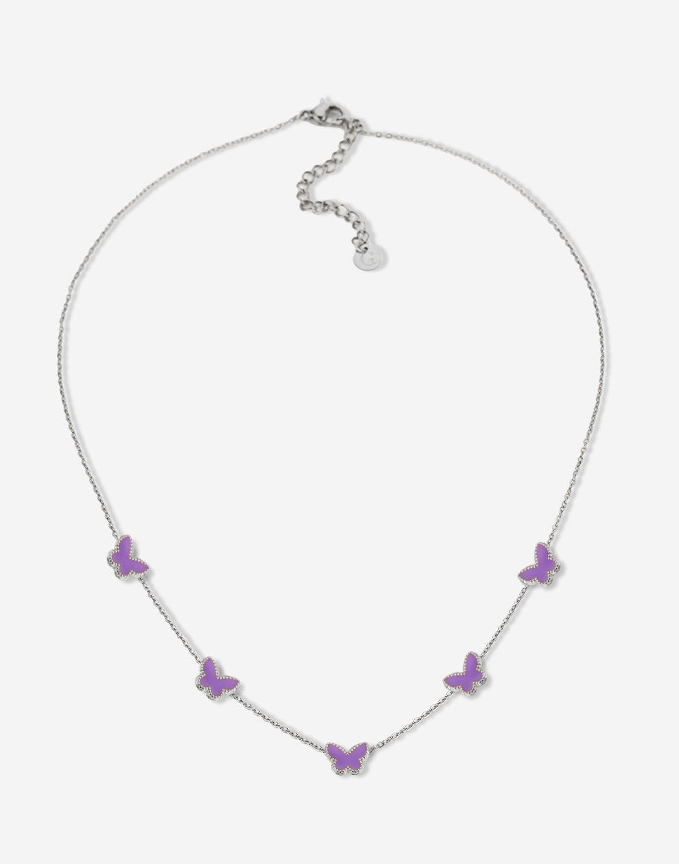 Ketting vlinders paars zilverkleurig