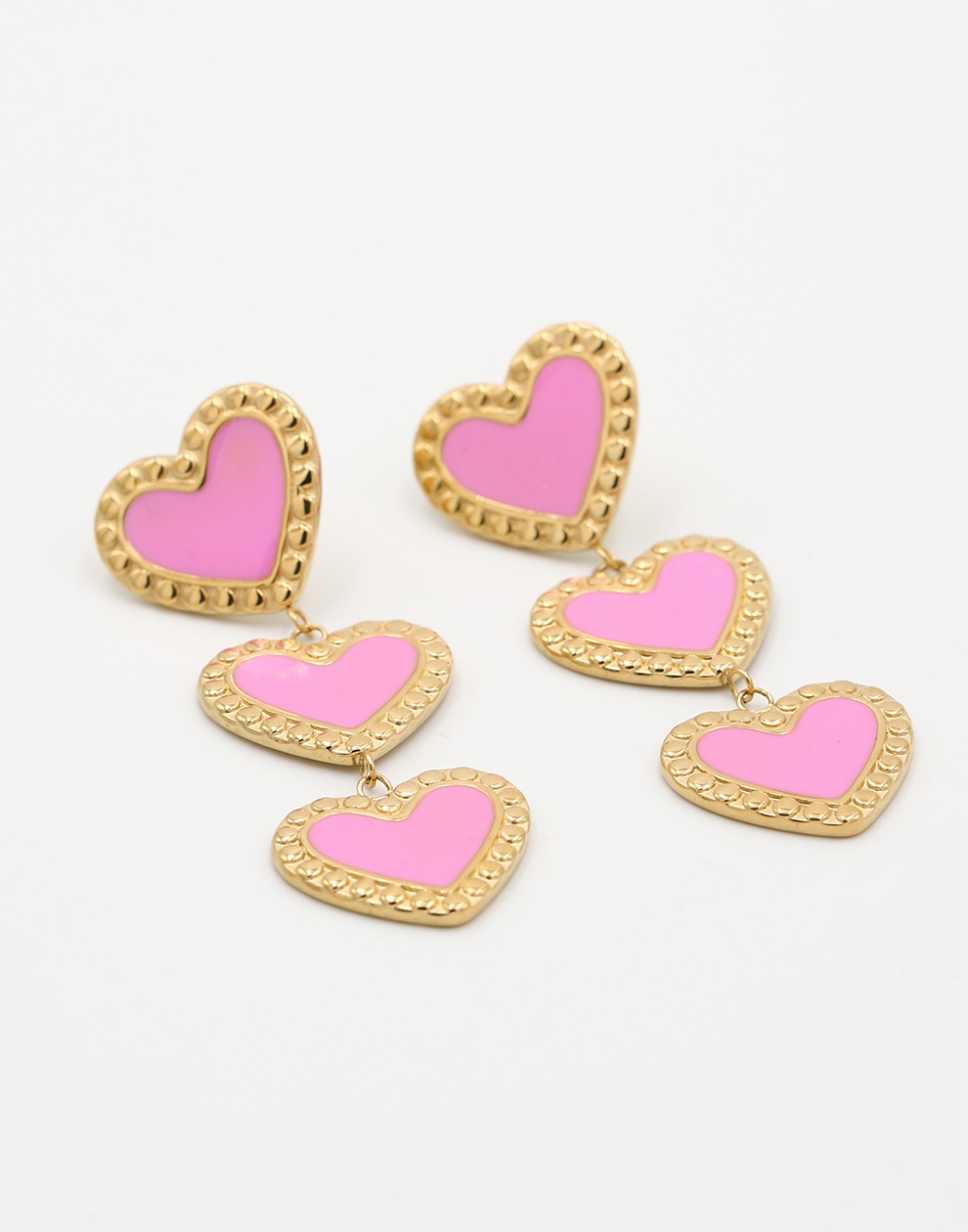 Hartjes oorbellen hanger roze