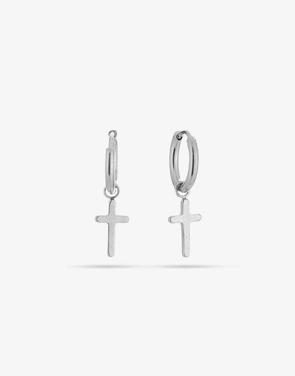 Silver-colored cross earrings