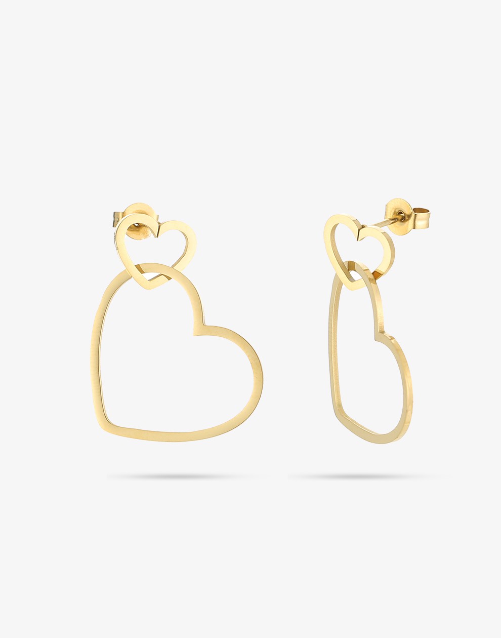 Stud earrings connected hearts gold-colored