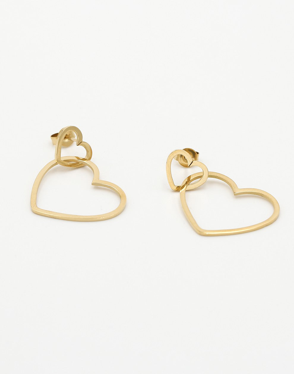 Stud earrings connected hearts gold-colored