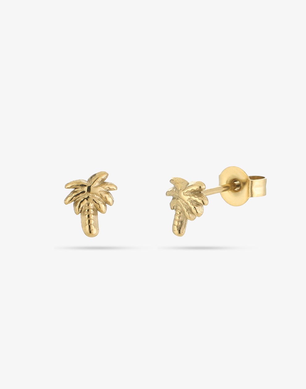 Gold-colored palm tree stud earring