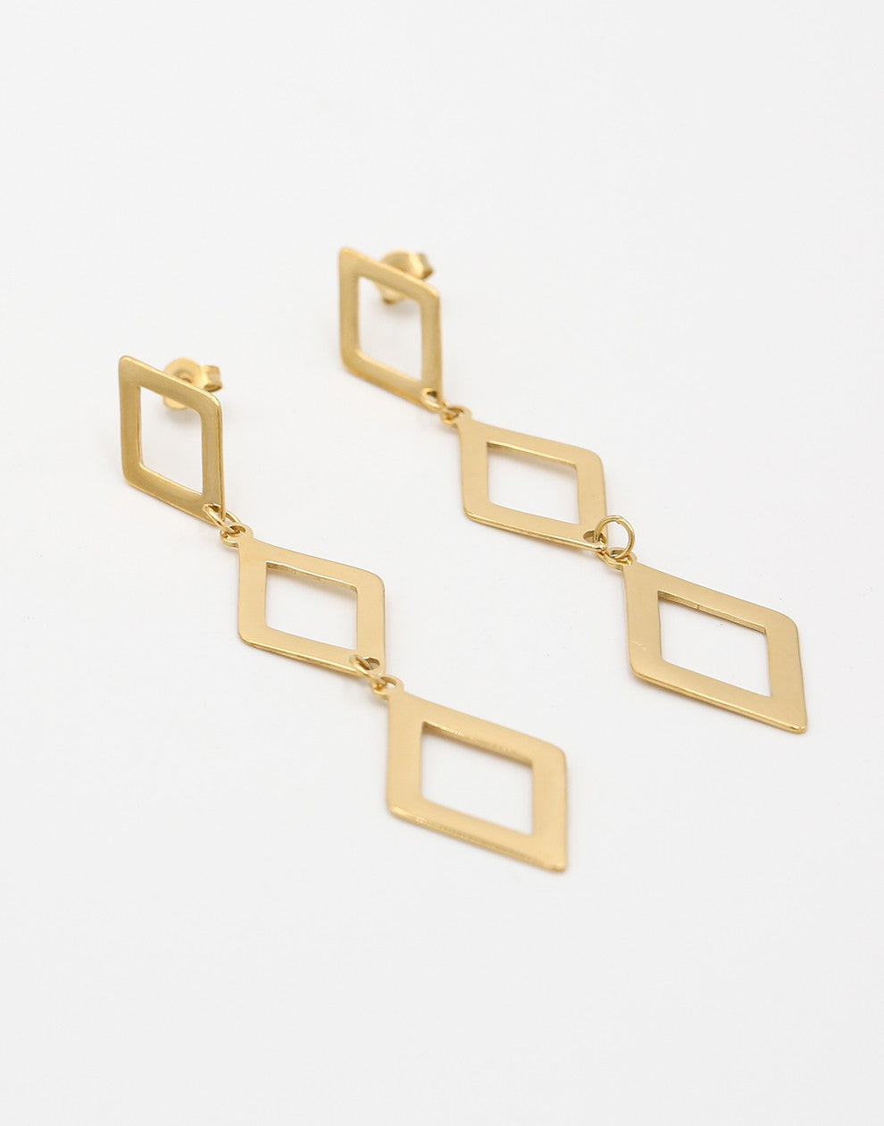 Earrings large diamonds gold-colored