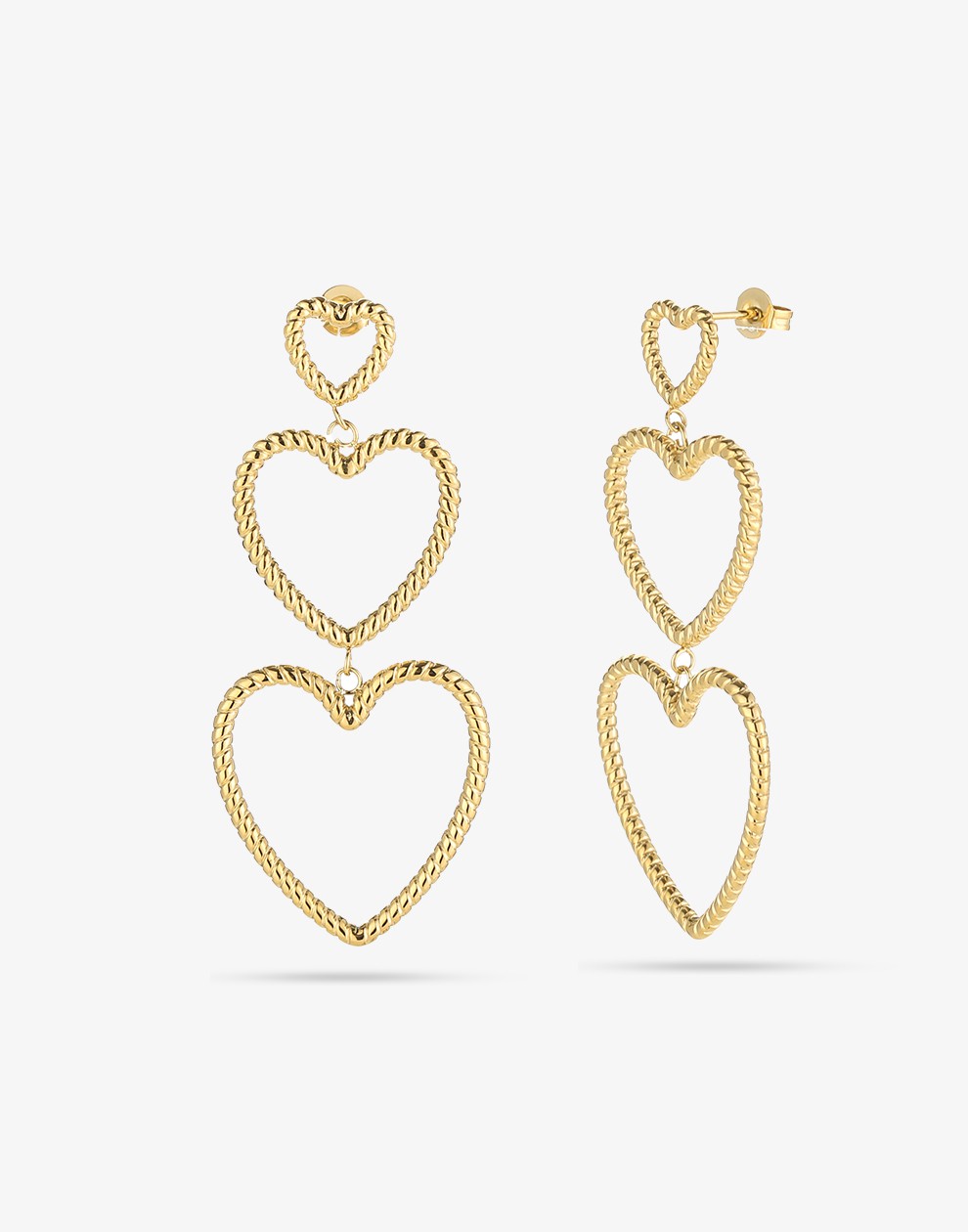 Earrings three hearts gold-colored