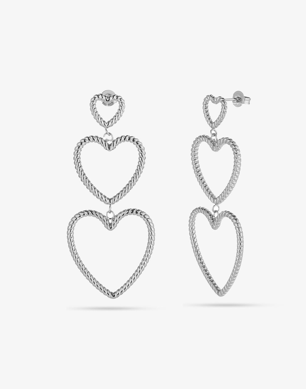 Earrings three hearts silver-colored
