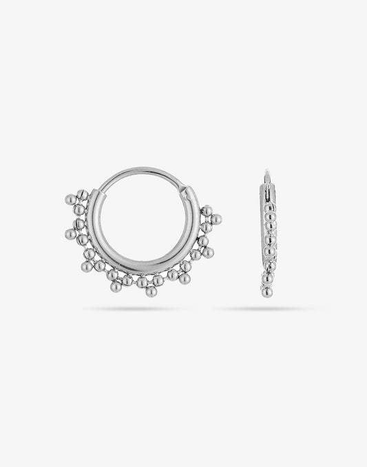 silver-colored hoop earrings