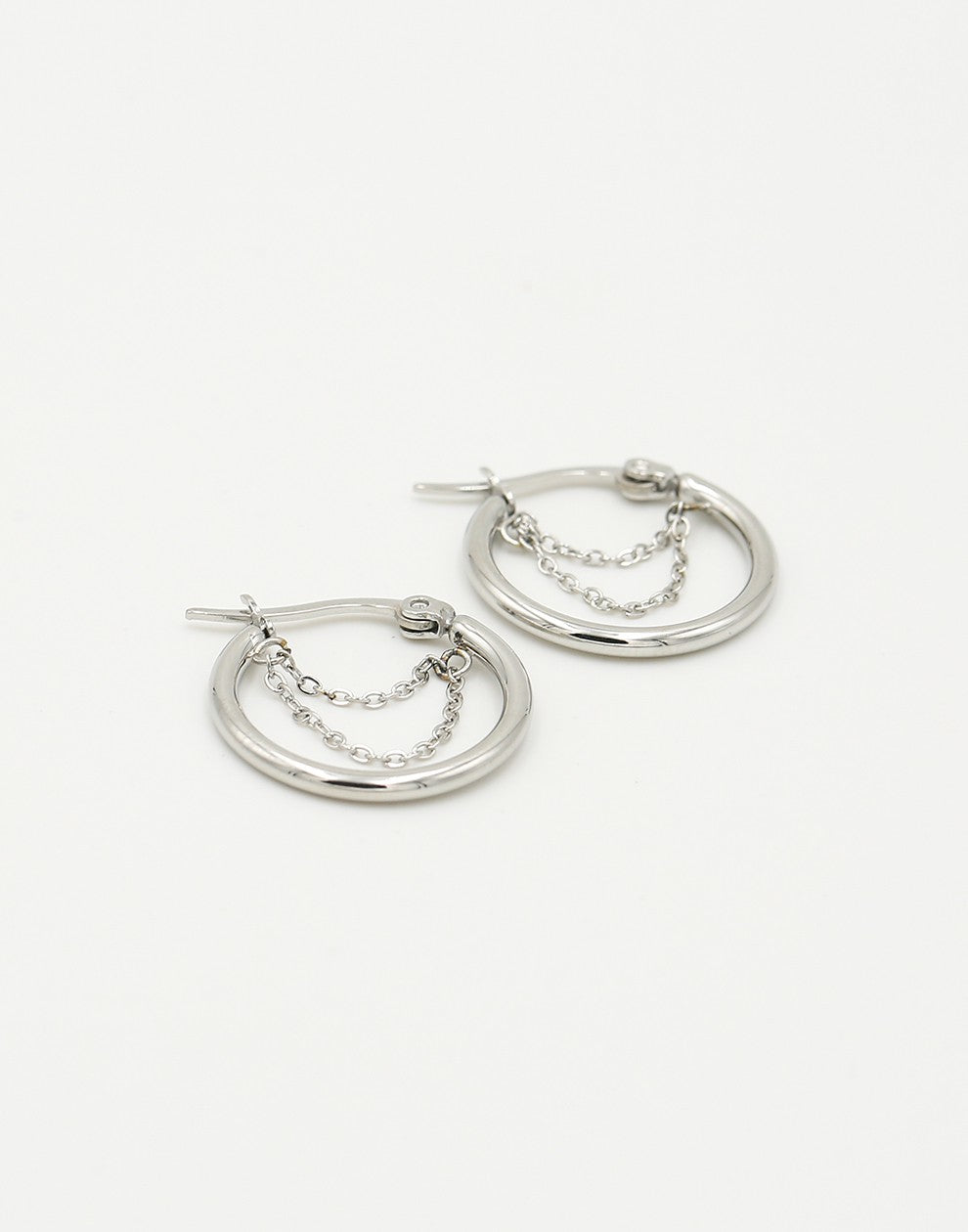 creolen dubbel chain zilverkleurig