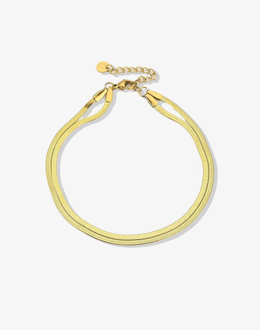 Anklet double snake gold colored