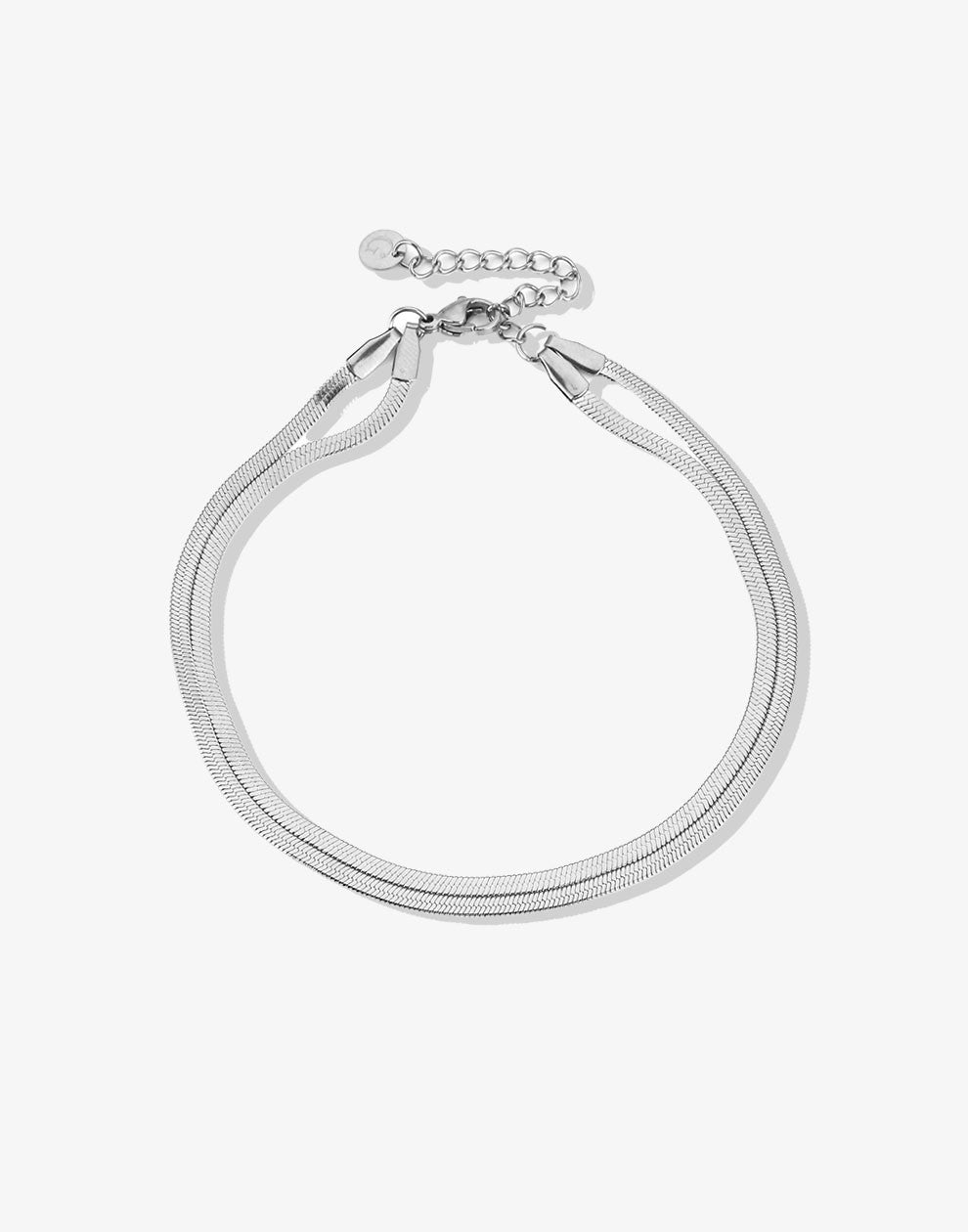 Ankle bracelet double snake silver-colored