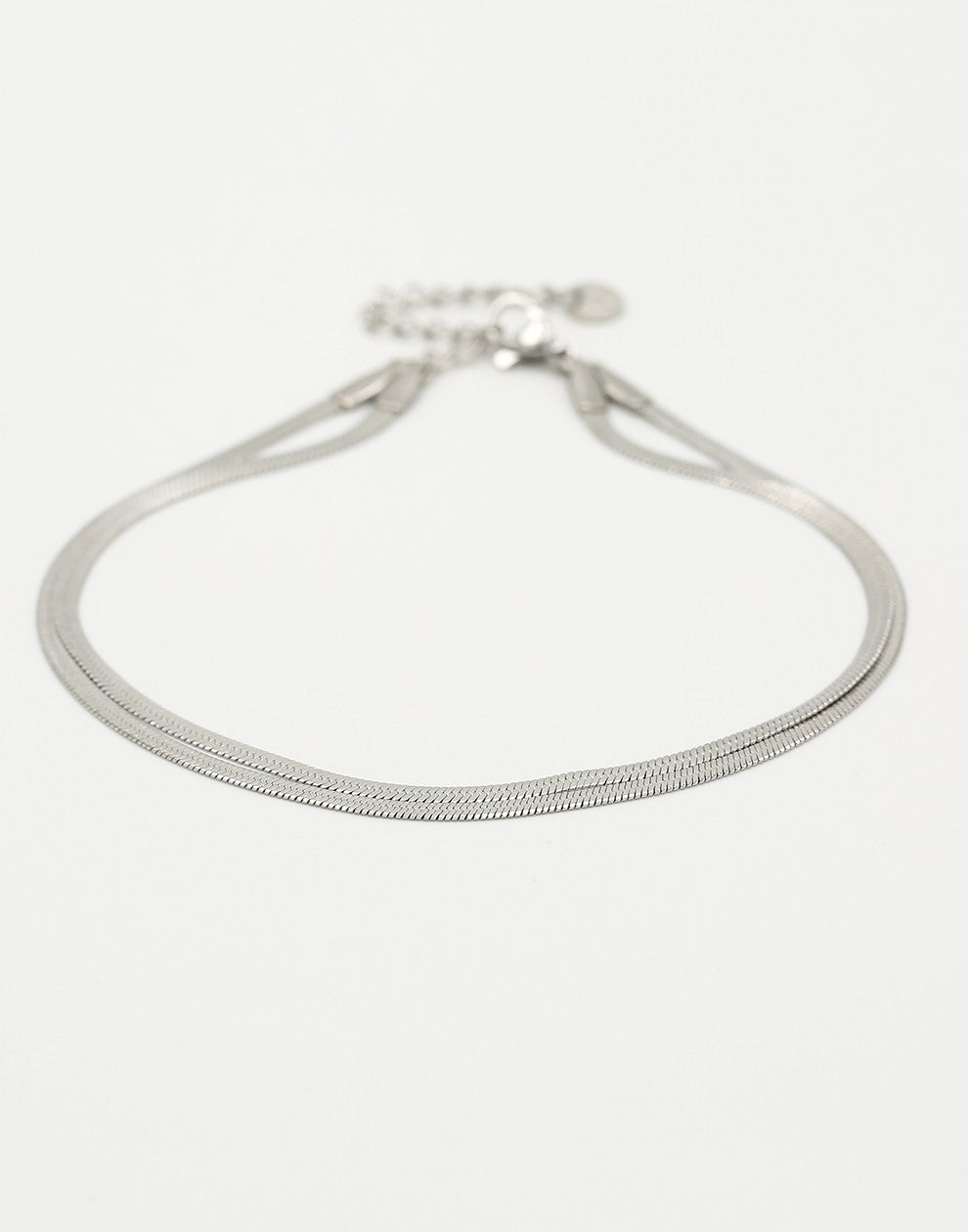 Ankle bracelet double snake silver-colored