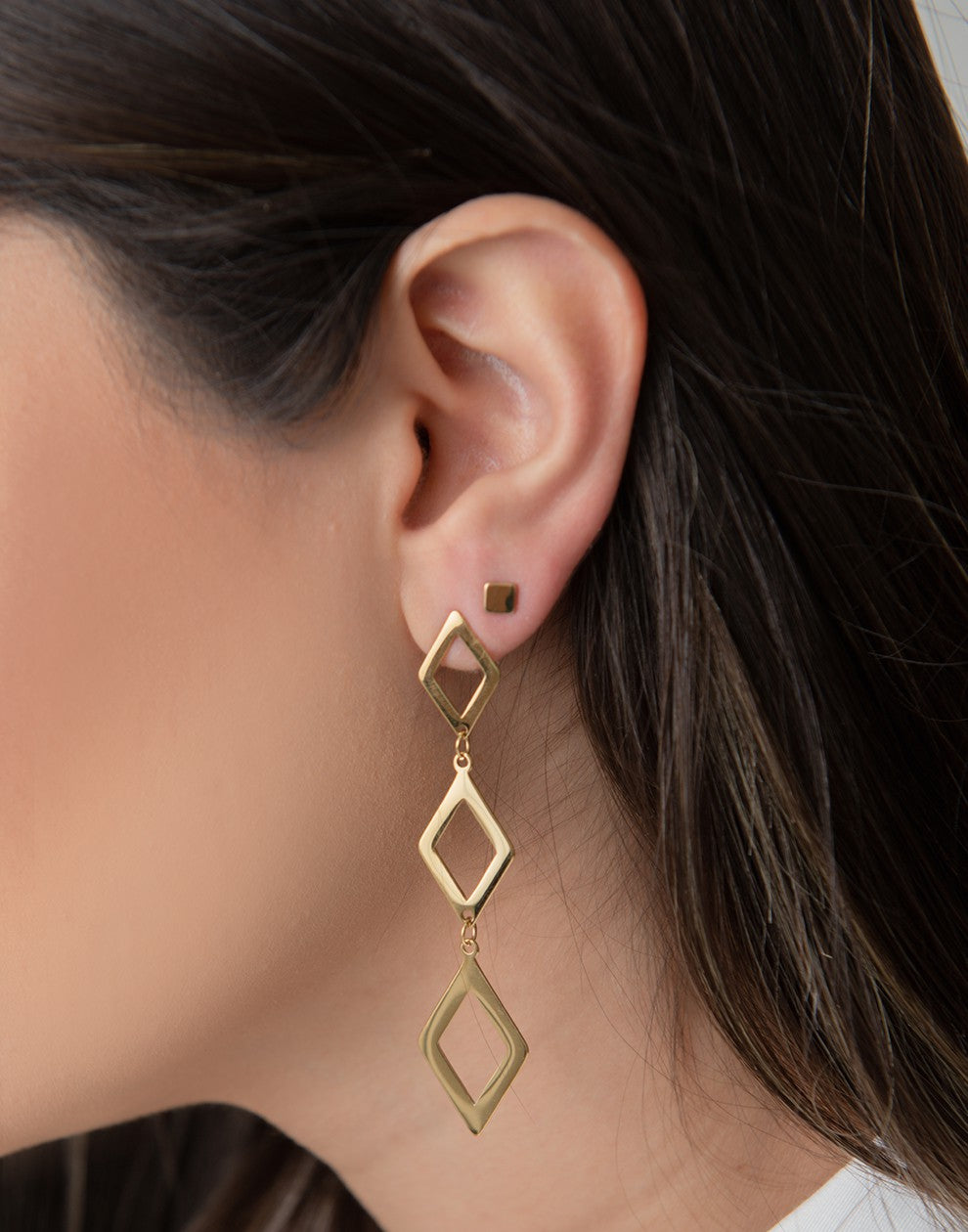 Earrings large diamonds gold-colored