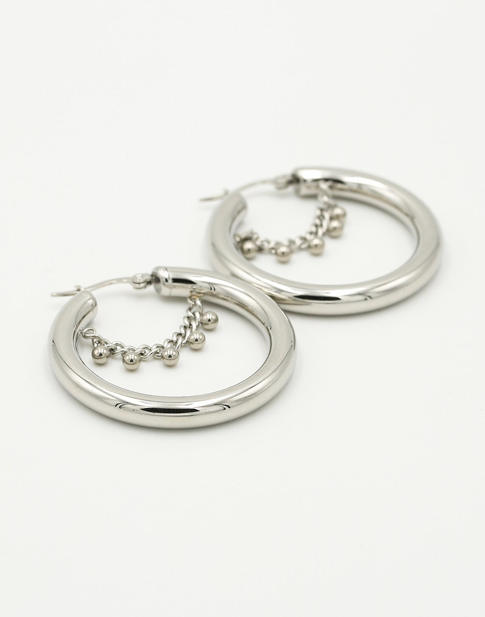 Oorringen hoops chain bolletjes zilverkleurig