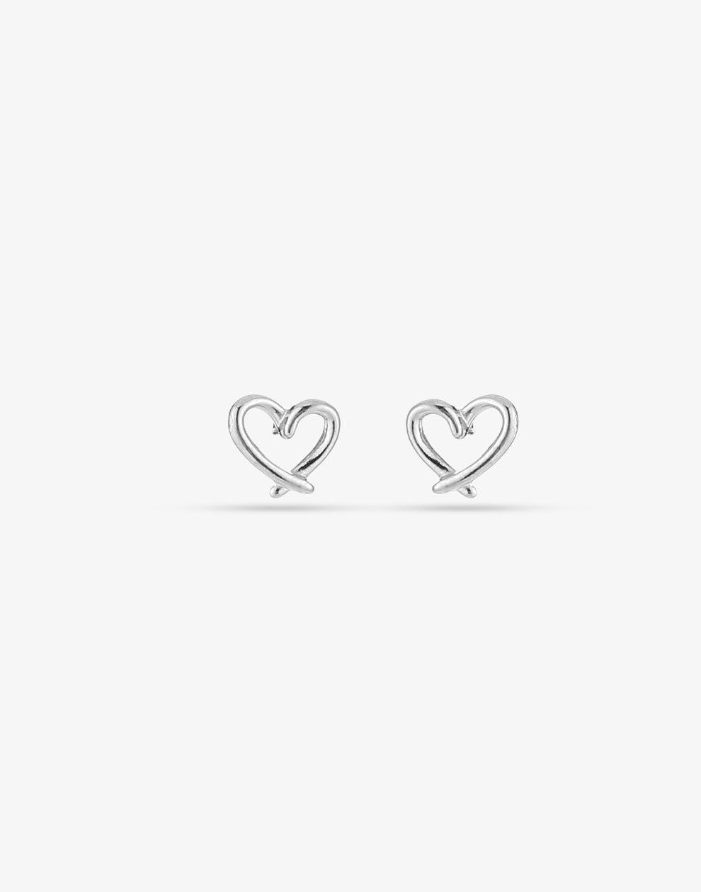 studs open playful heart silver-colored