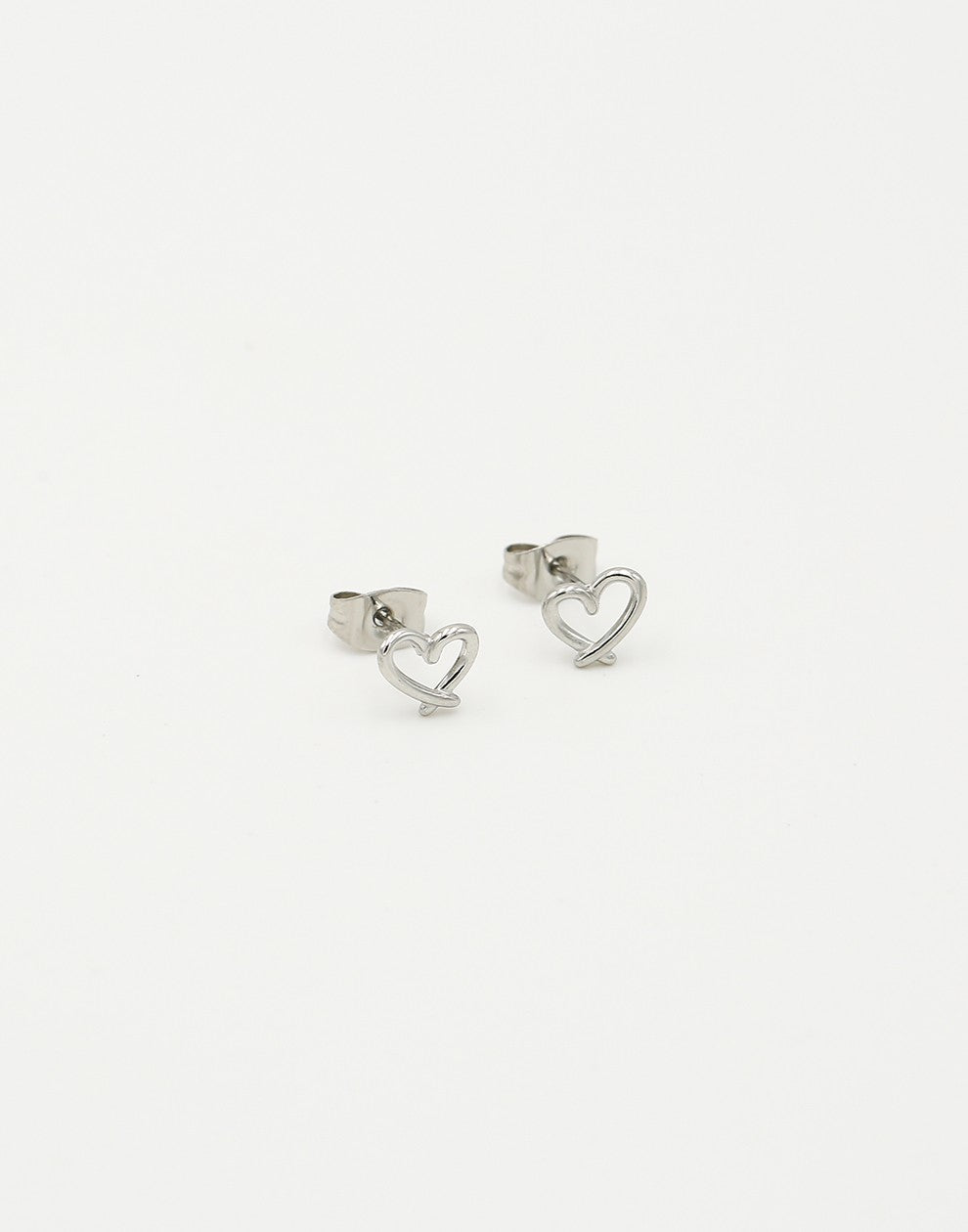 studs open playful heart silver-colored