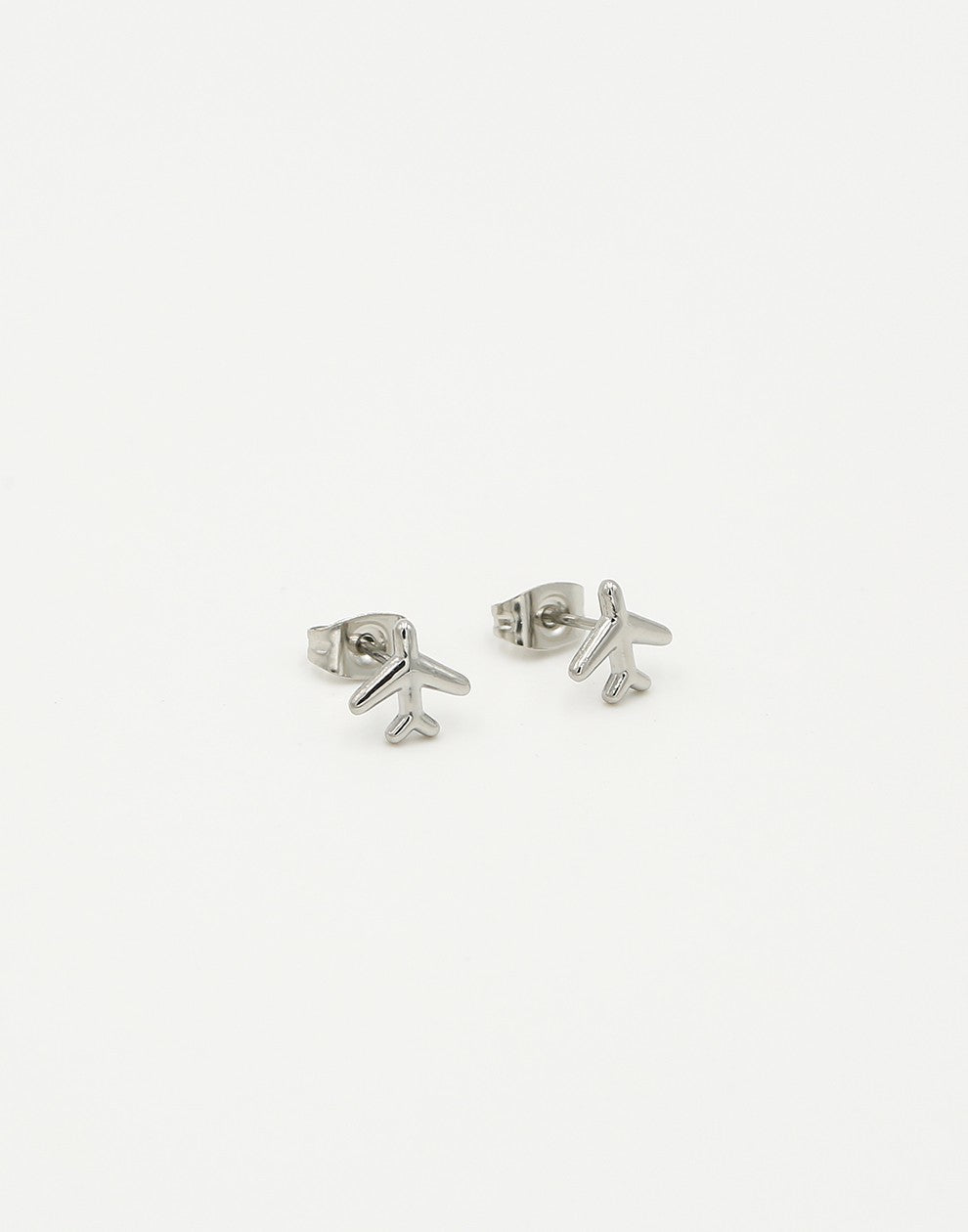 airplane studs silver colored