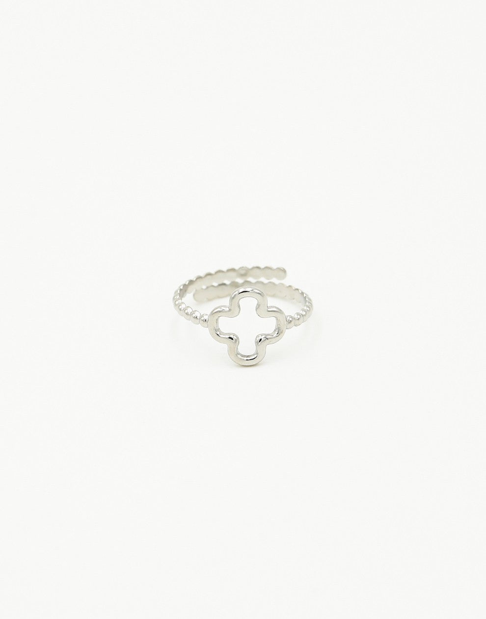 ring open clover silver-colored