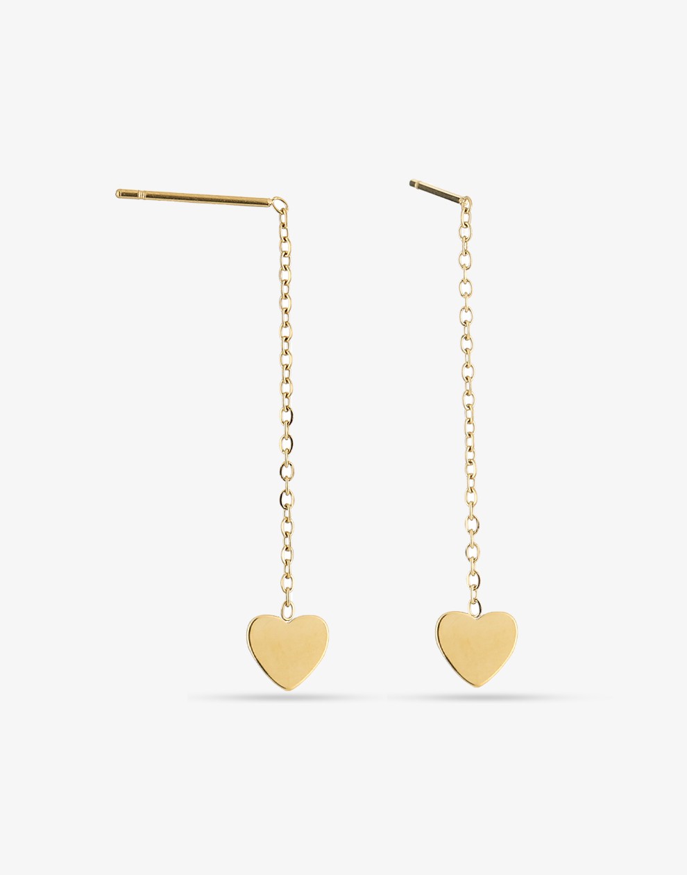Gold-colored heart threaded earring