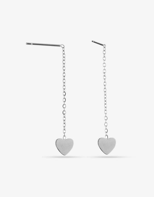 Silver-colored pull-through earring heart