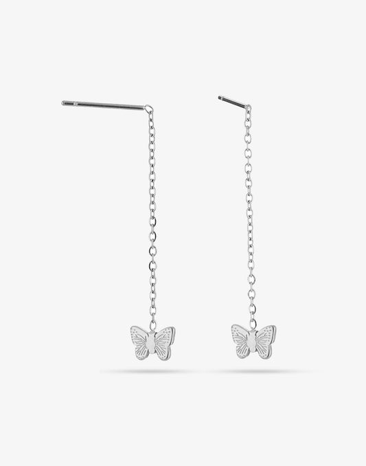pull-through earrings butterfly silver-colored