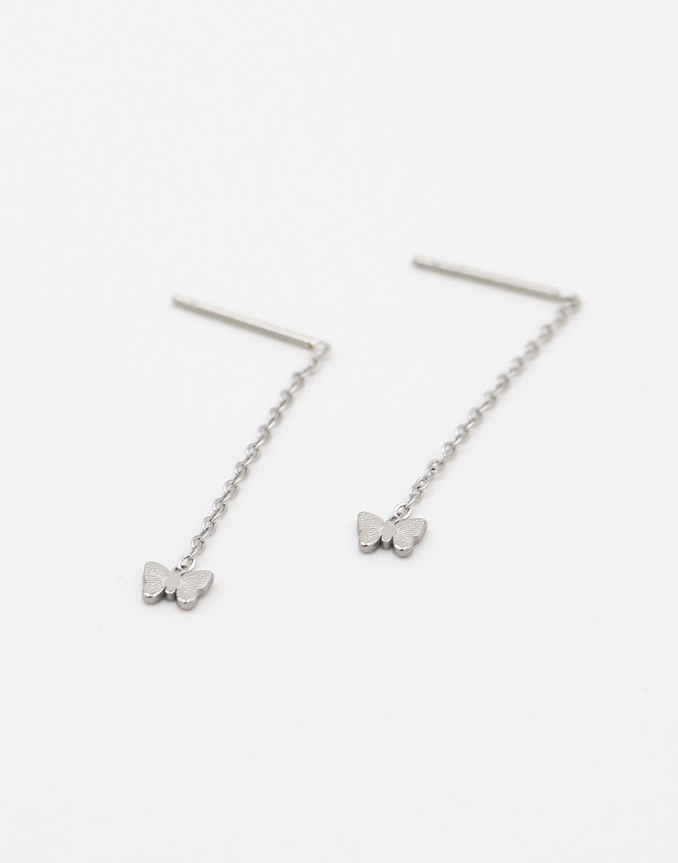 pull-through earrings butterfly silver-colored
