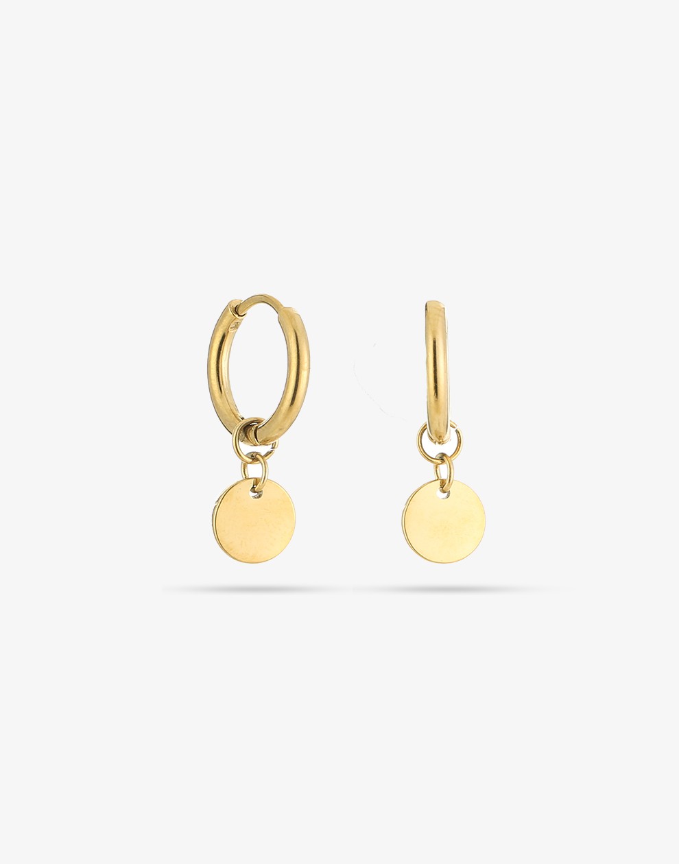 gold-colored coin earrings