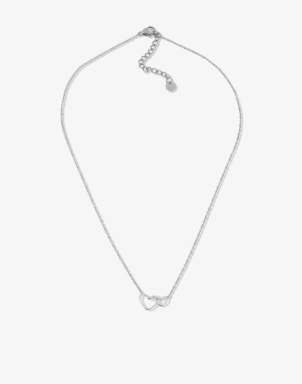 ketting 2 verbonden hartjes zilverkleurig