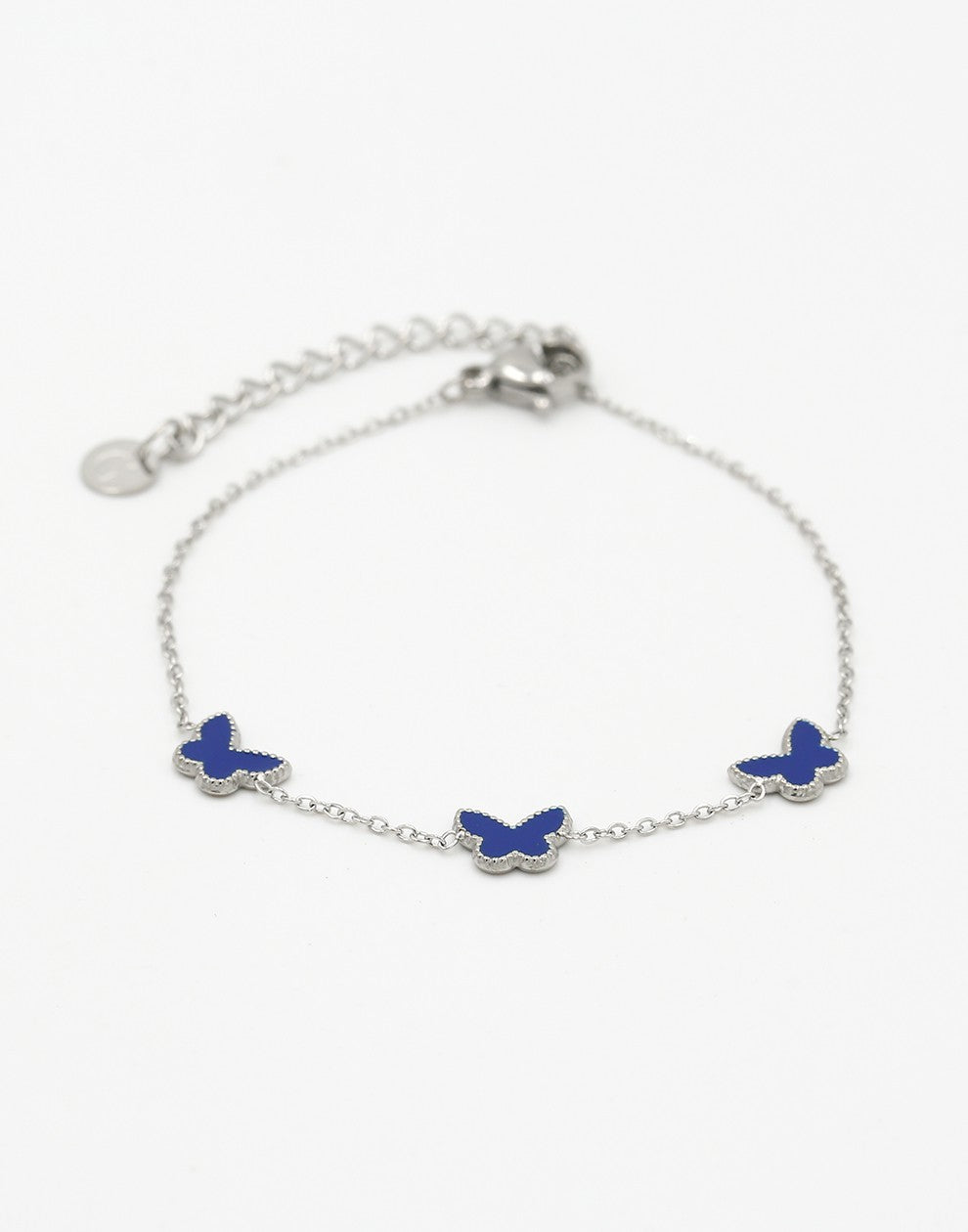 Armband vlinders blauw zilverkleurig