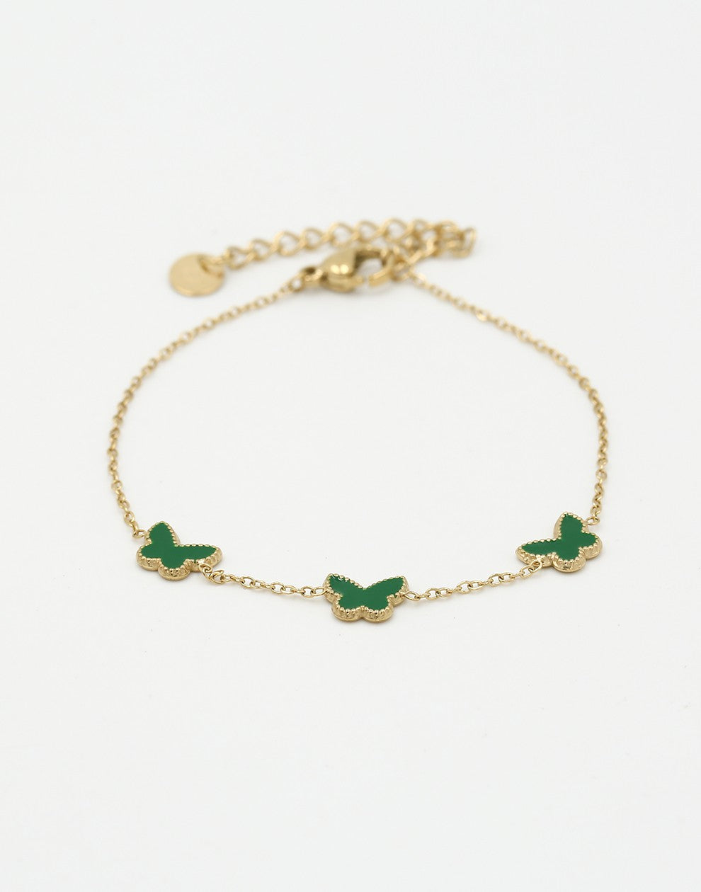 Armband vlinders groen goudkleurig