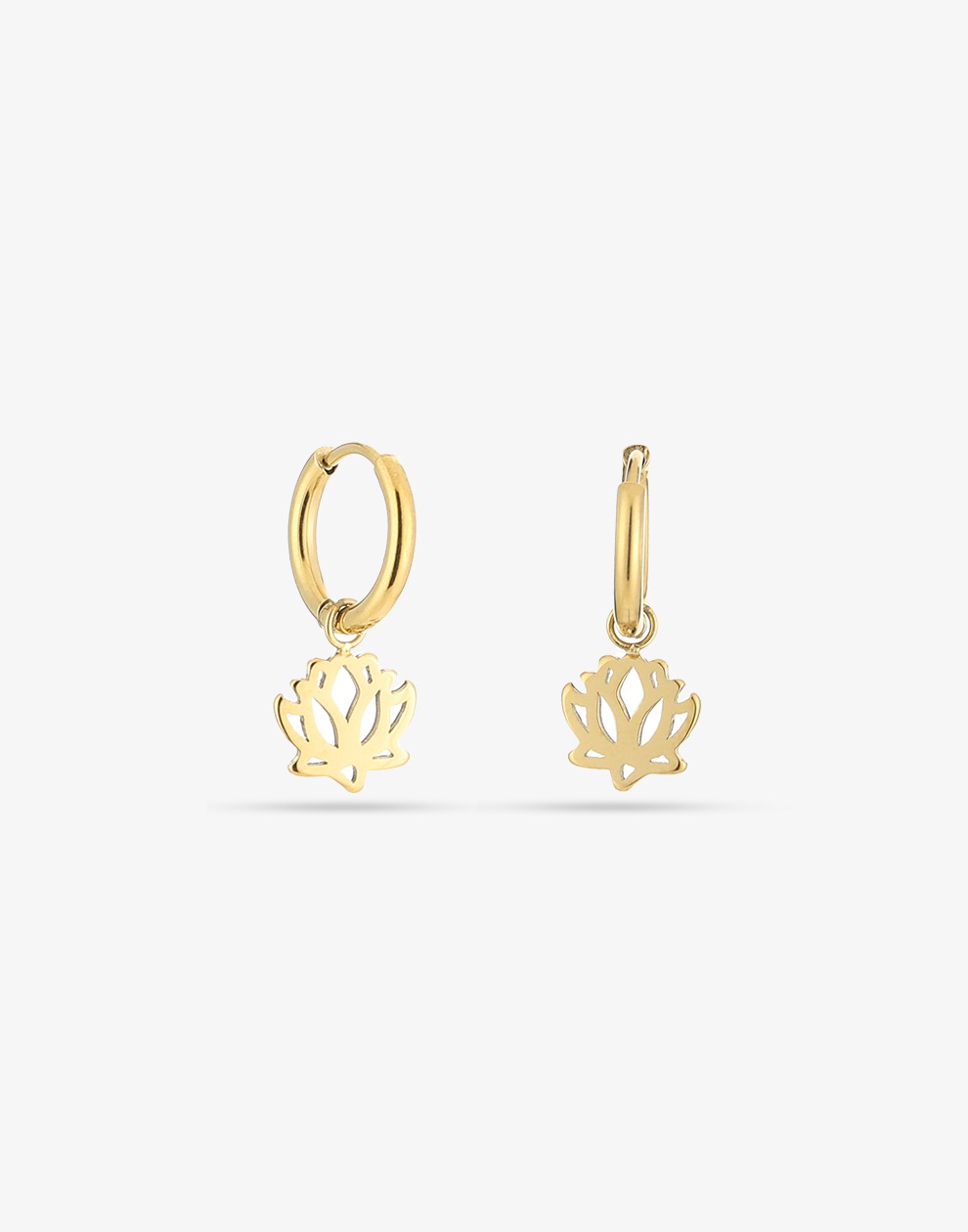 Gold-colored lotus flower earrings