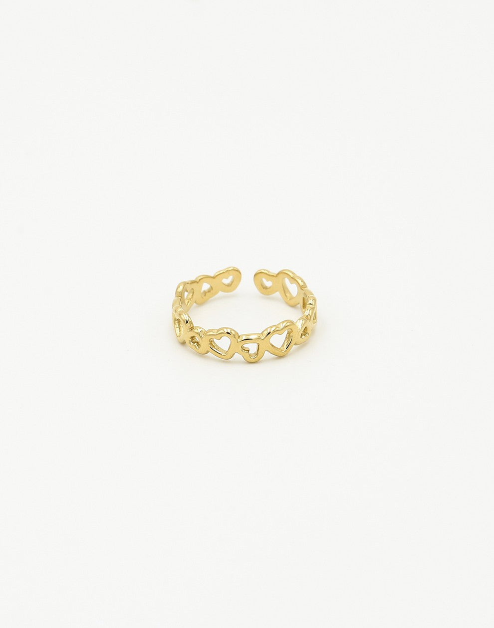 Ring hartjes patroon goudkleurig