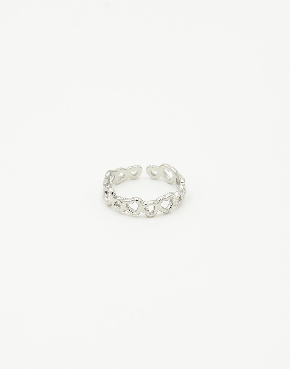 Ring hartjes patroon zilverkleurig