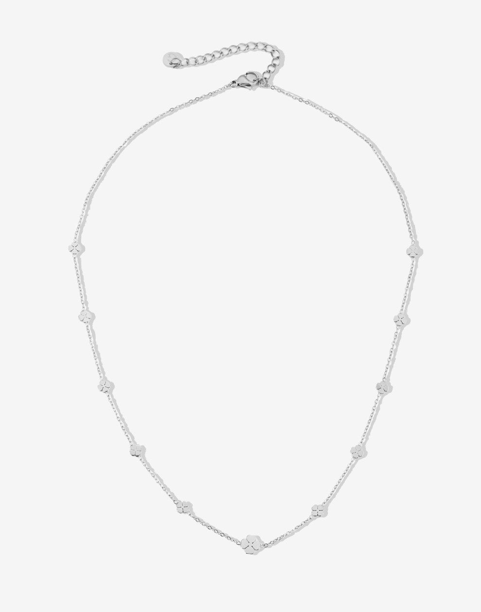 Ketting klavertjes mini zilverkleurig