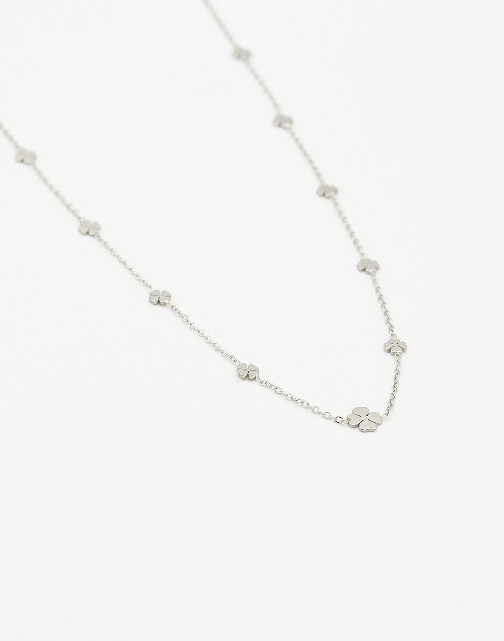 Ketting klavertjes mini zilverkleurig