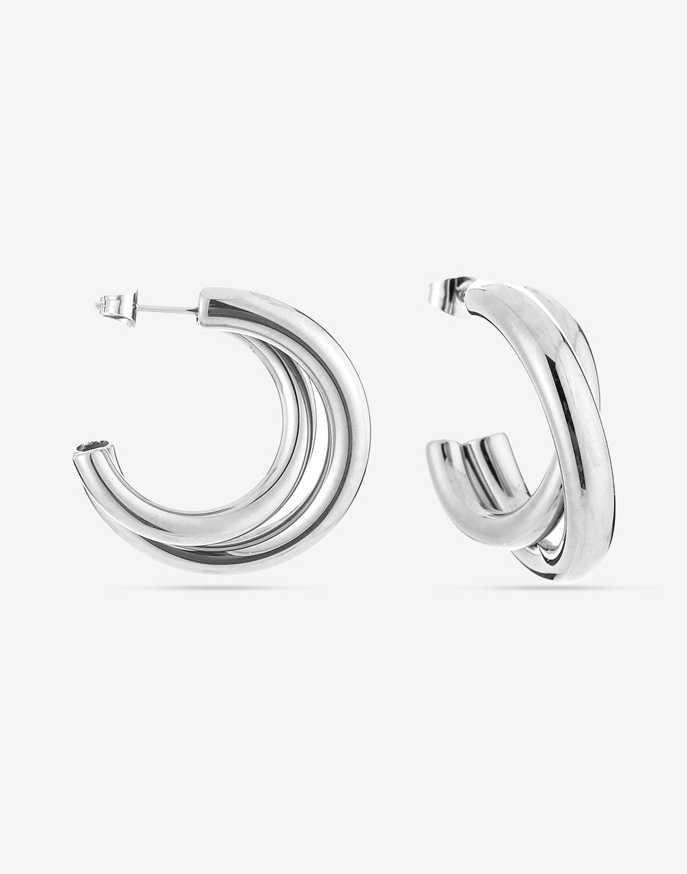 double silver-colored earring