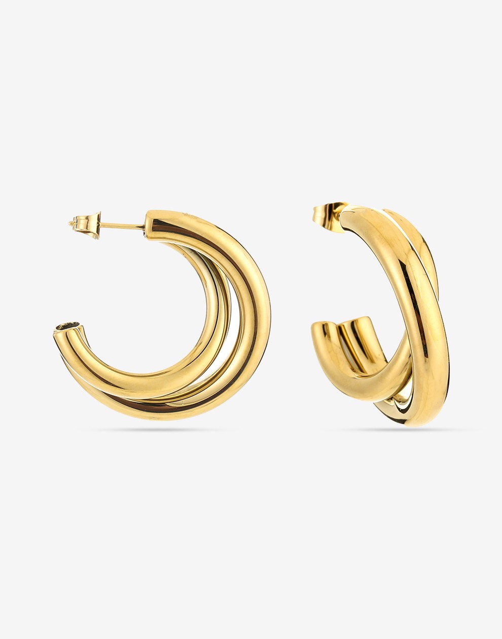double gold-colored earring