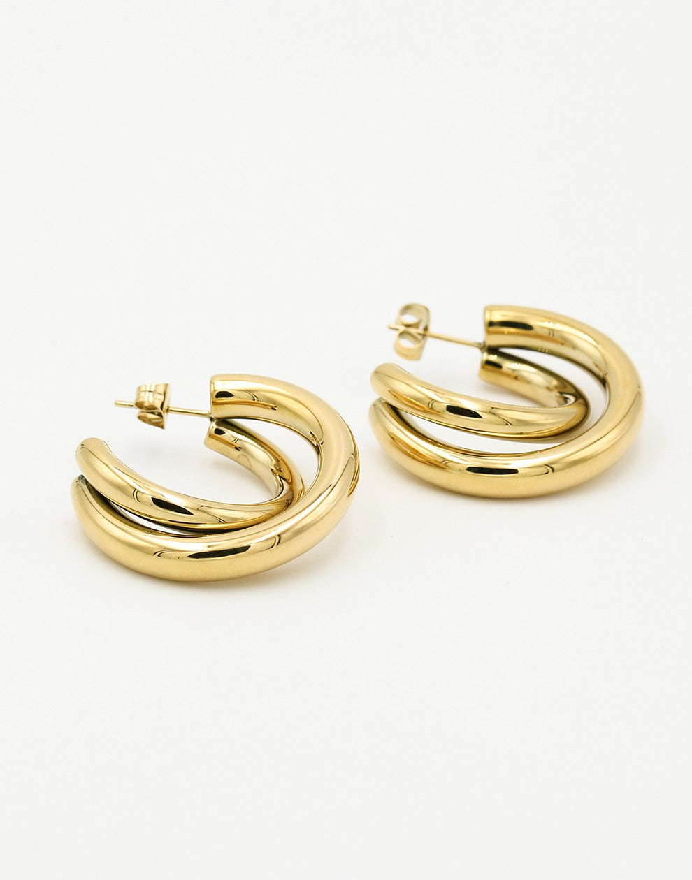 double gold-colored earring