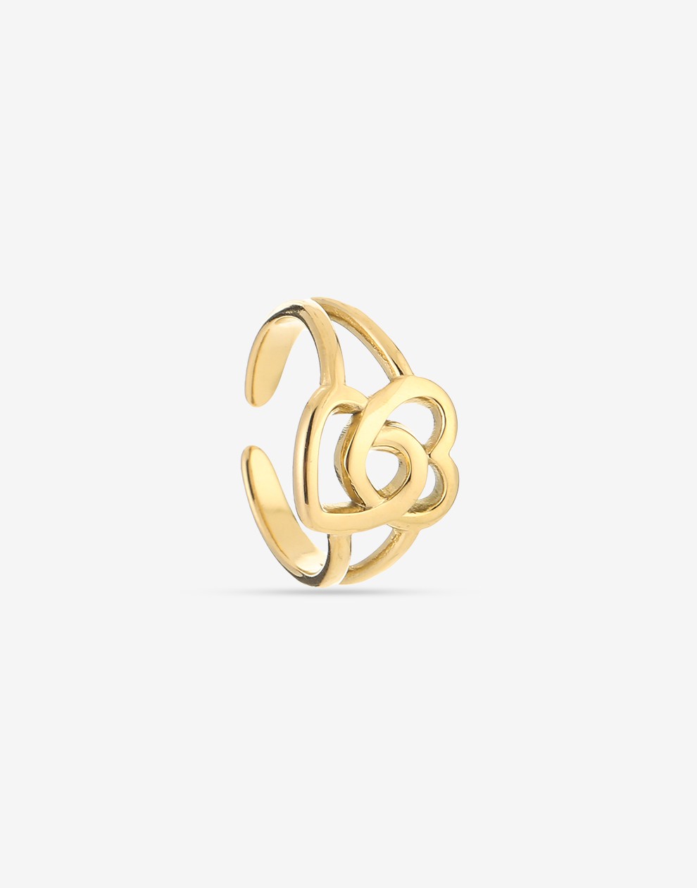 Ring connected hearts gold