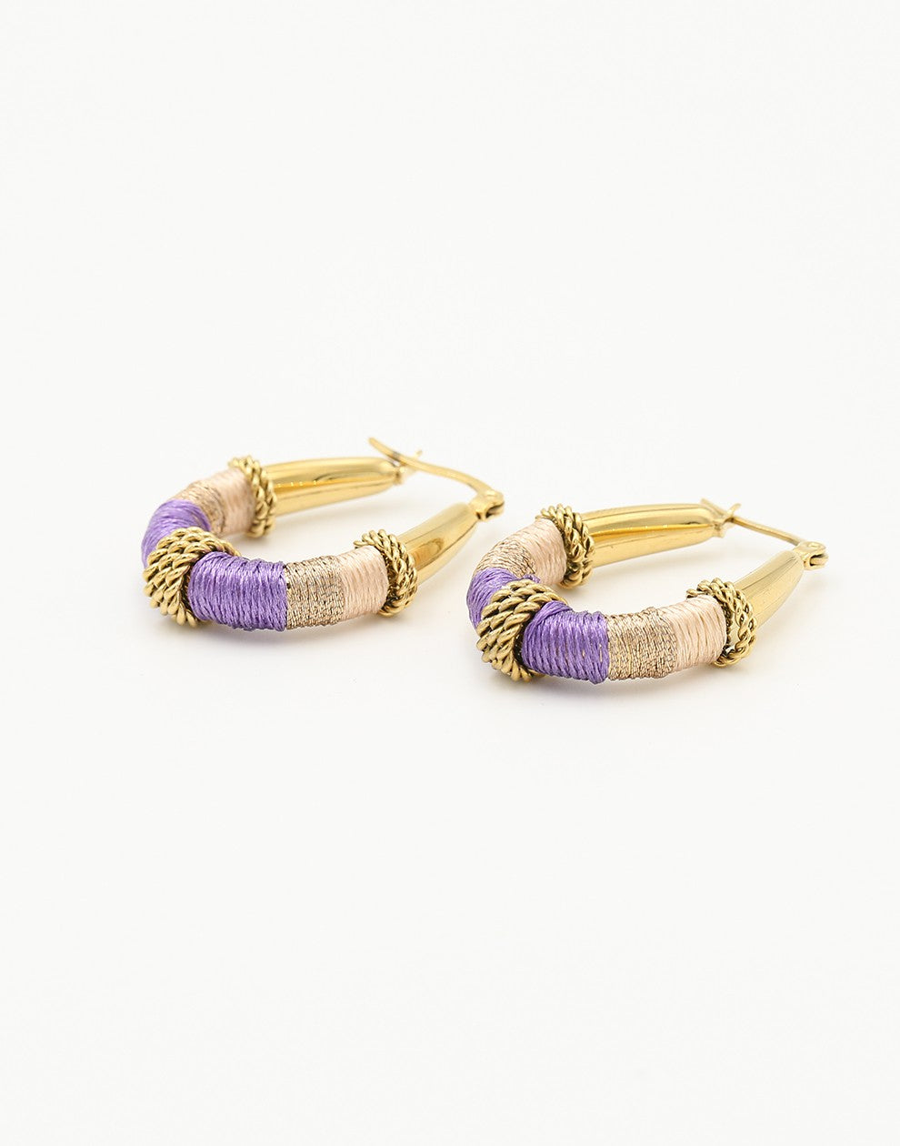 Boho earrings purple rope